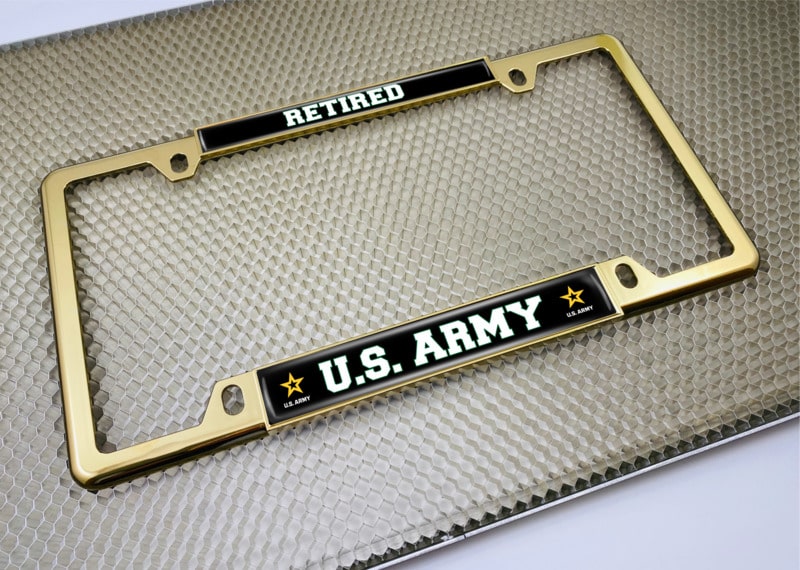 U.S. Army Retired with Star Logo - Car Metal License Plate Frame